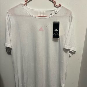 NWT Adidas White Primegreen Aeroready Logo Zoe Saldana T-Shirt Adult 1X